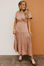 The Raylan Split Neck Tiered Midi Dress