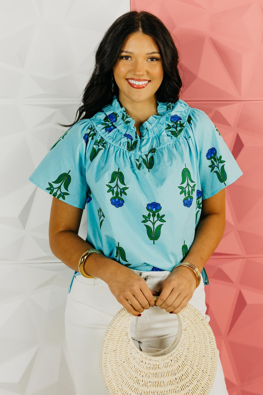 The Quinn Floral Darthy Smocked Top