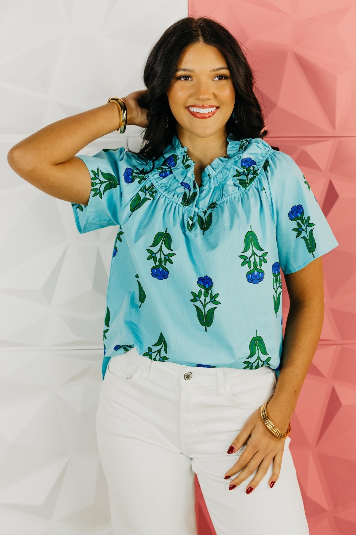 The Quinn Floral Darthy Smocked Top