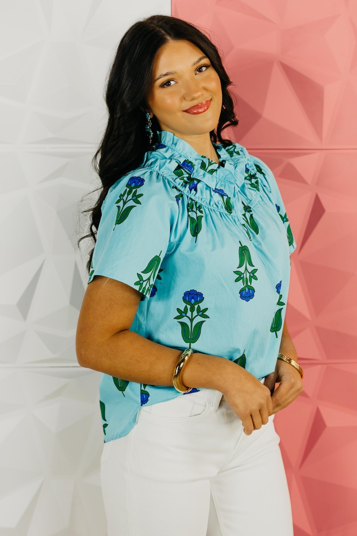The Quinn Floral Darthy Smocked Top