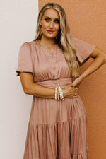 The Raylan Split Neck Tiered Midi Dress