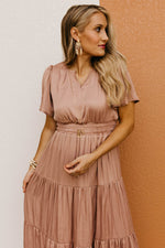 The Raylan Split Neck Tiered Midi Dress