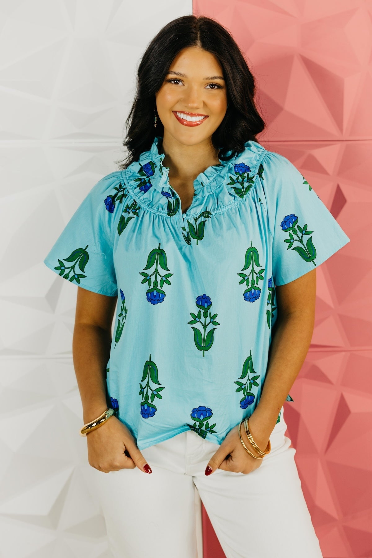 The Quinn Floral Darthy Smocked Top