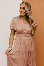 The Raylan Split Neck Tiered Midi Dress