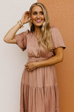 The Raylan Split Neck Tiered Midi Dress