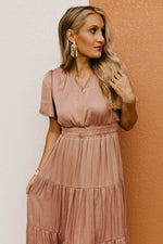 The Raylan Split Neck Tiered Midi Dress