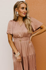 The Raylan Split Neck Tiered Midi Dress