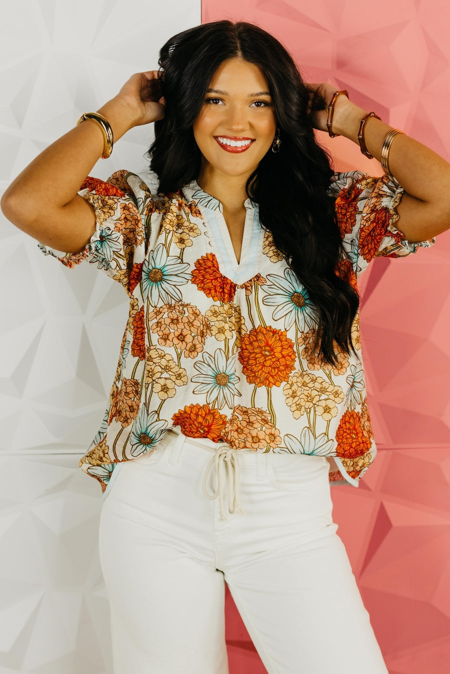 The Hailee Floral Puff Sleeve Blouse