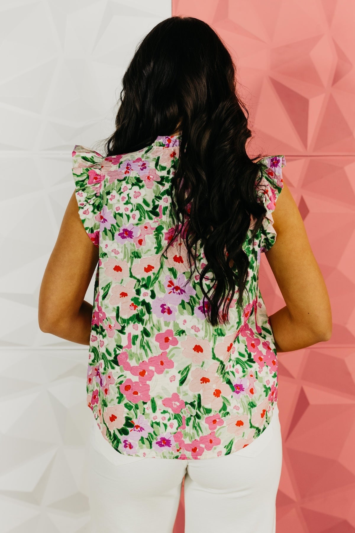 The Trinity Floral Ruffle Sleeve Top