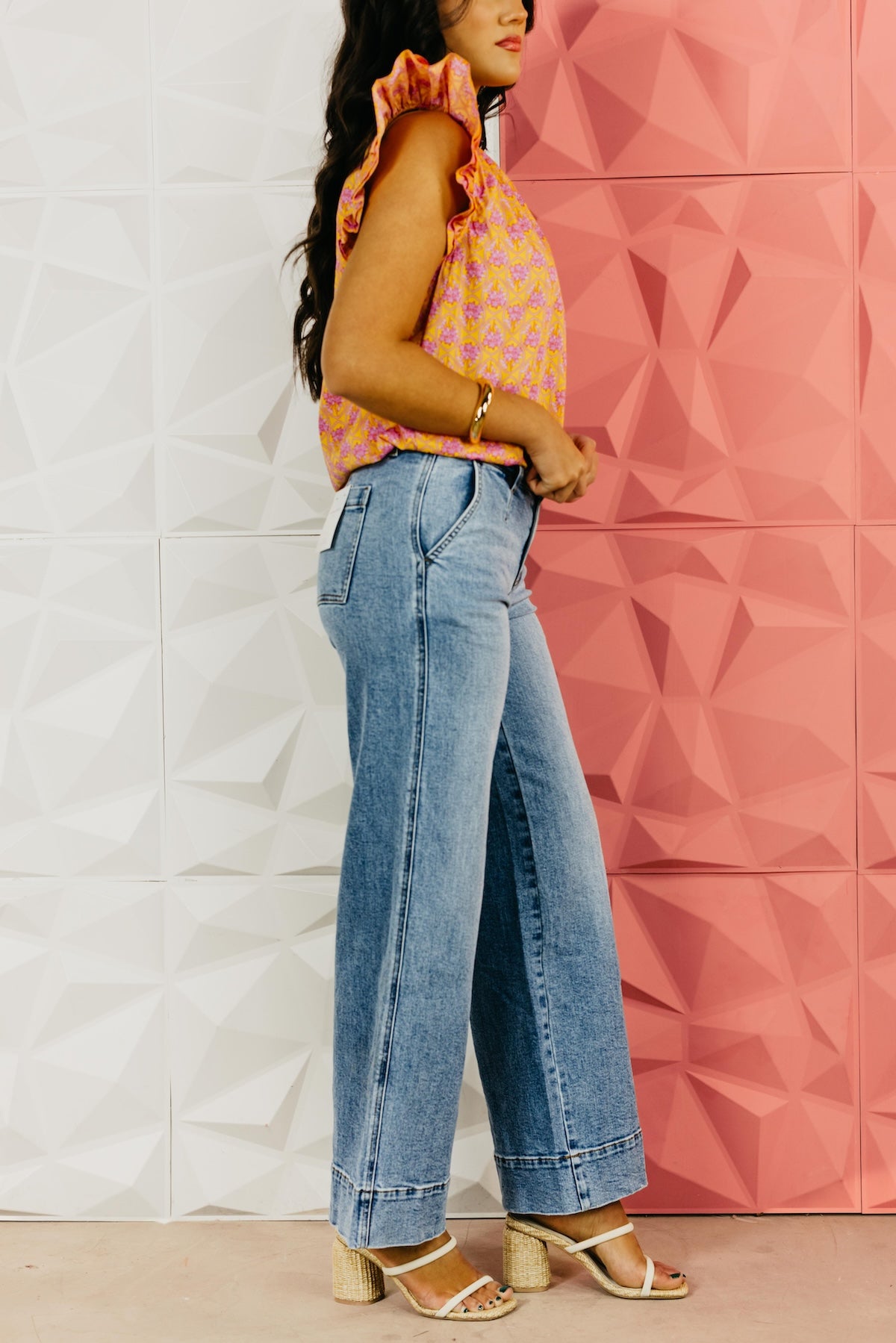 Flying Monkey | Mid Rise Wide With Trouser Hem Denim