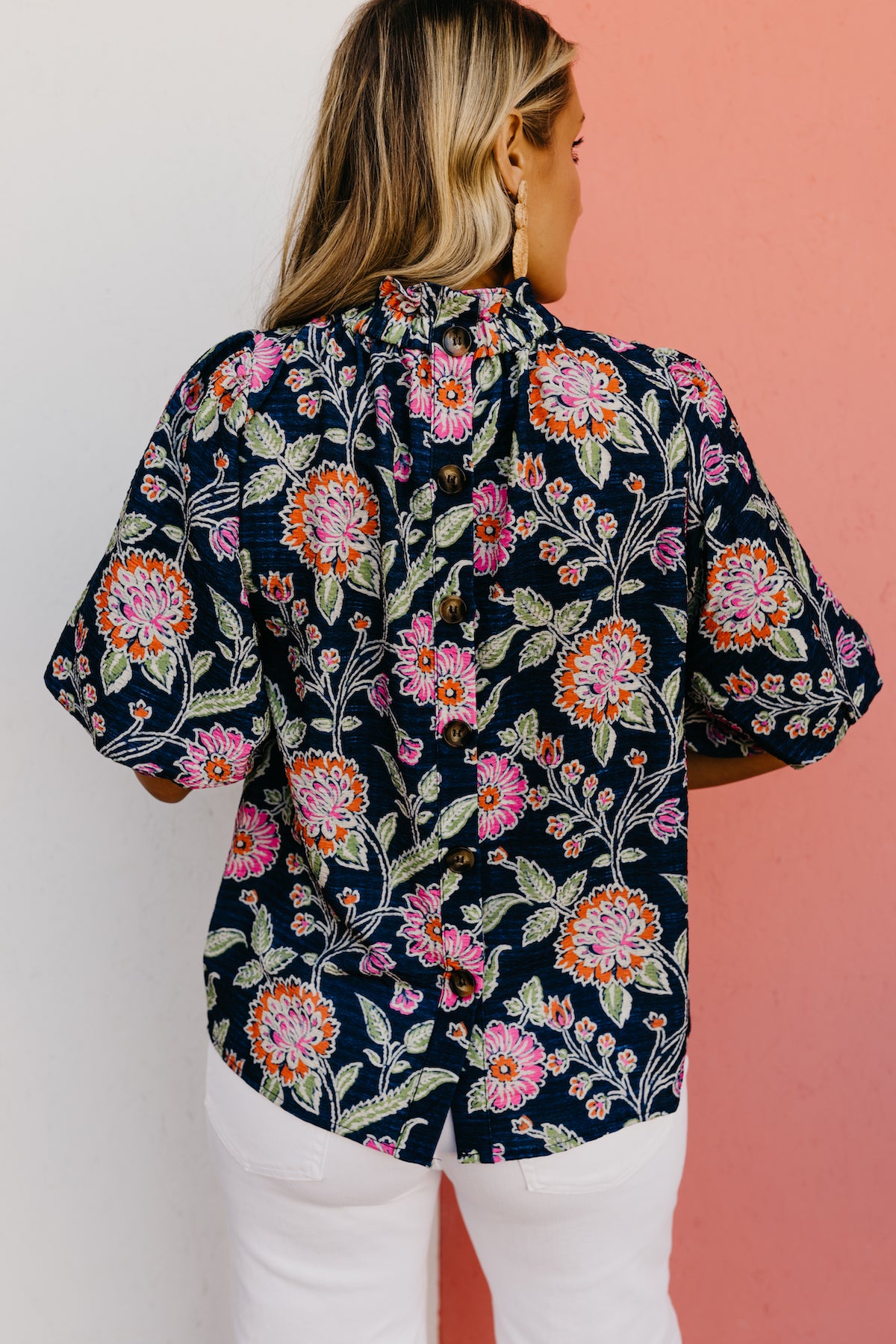 The Camille Floral Button Back Top