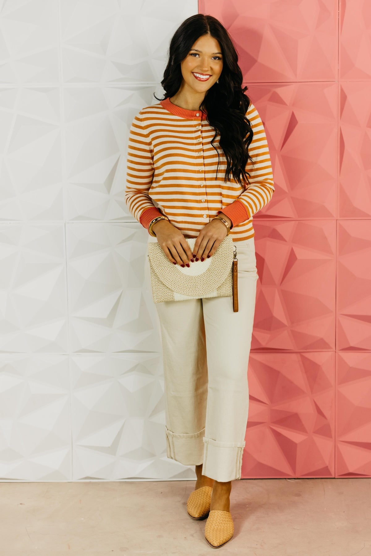 The Easton Stripe Button Sweater Cardigan