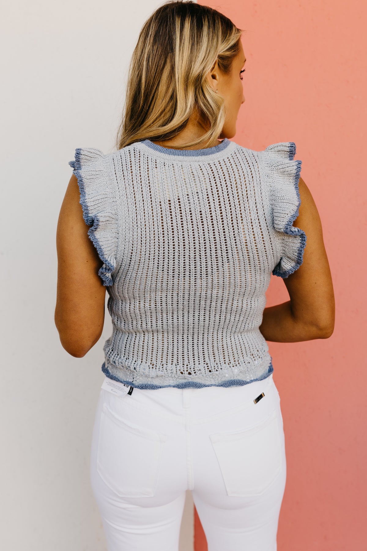 The Lyric Pointelle Ruffled Sweater Top