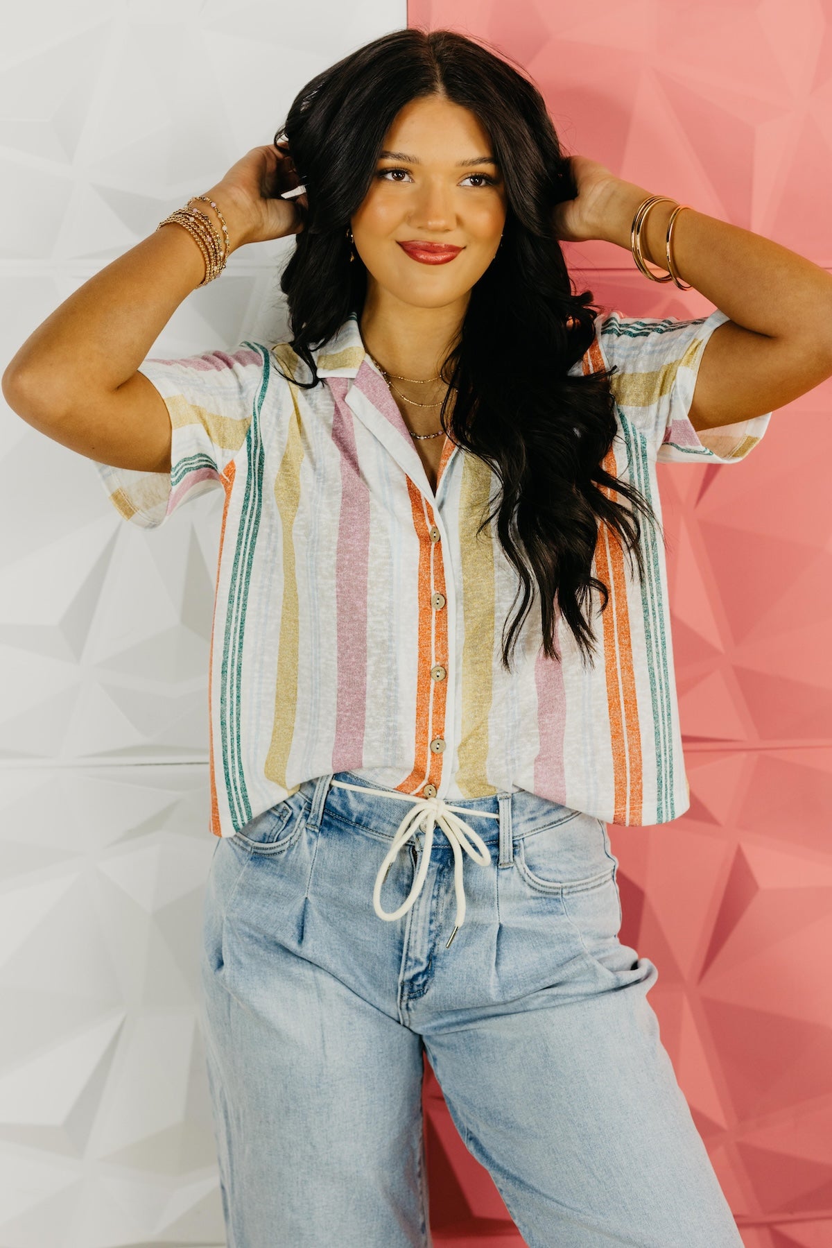 The Rena Multi Color Button Down Shirt