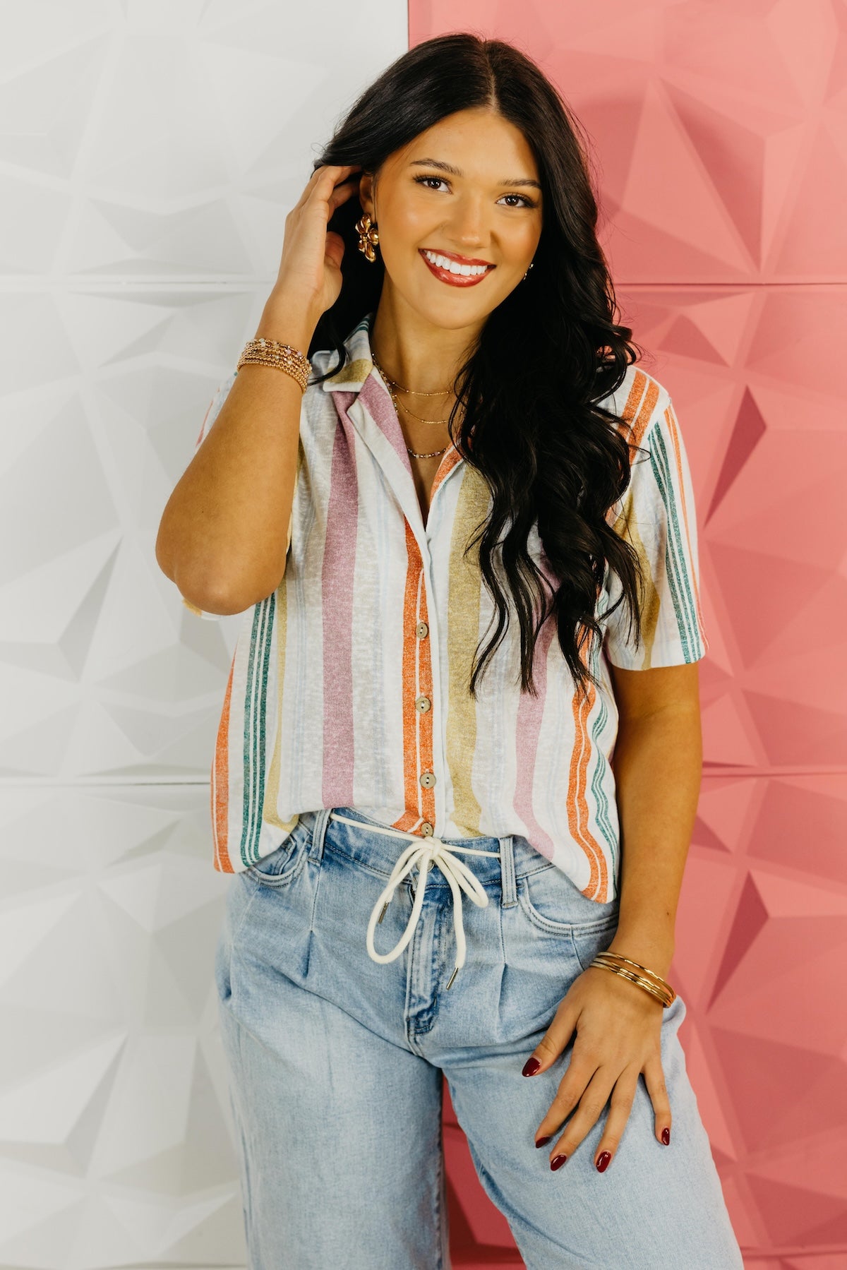 The Rena Multi Color Button Down Shirt