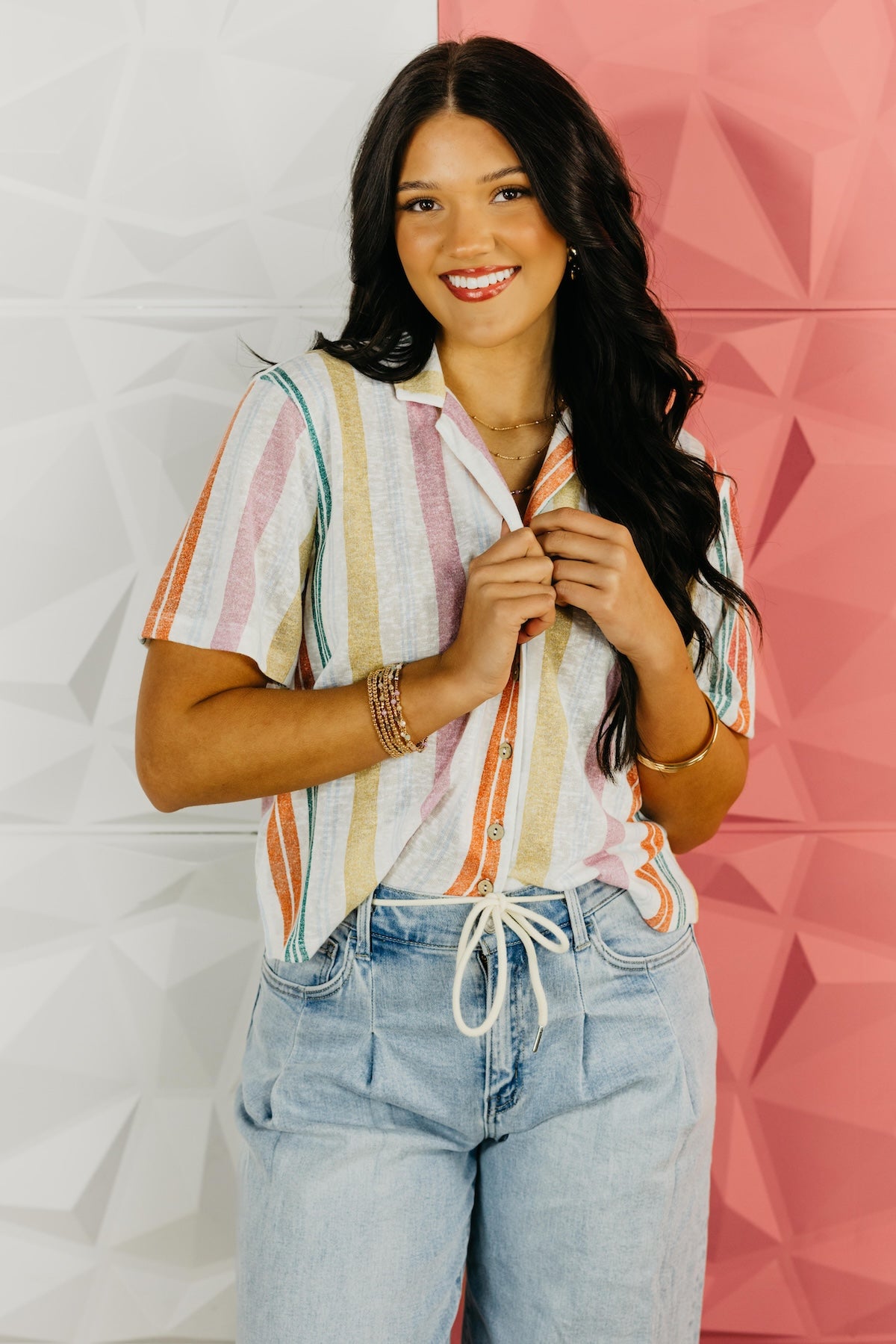 The Rena Multi Color Button Down Shirt
