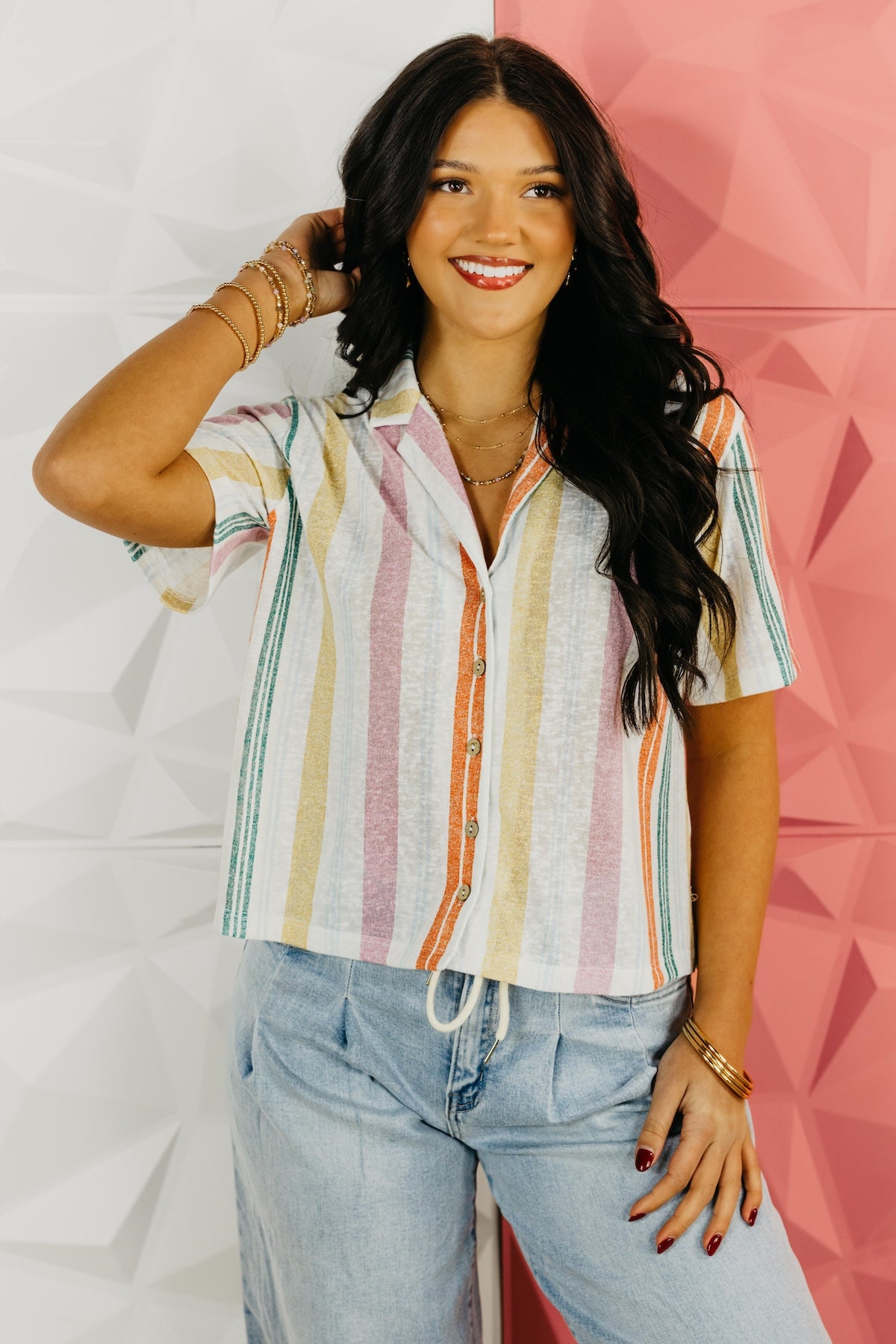 The Rena Multi Color Button Down Shirt