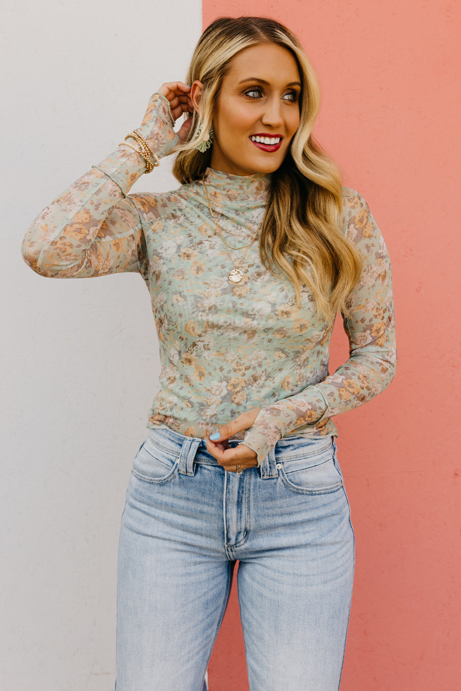 The Daleyza Floral Mesh Top