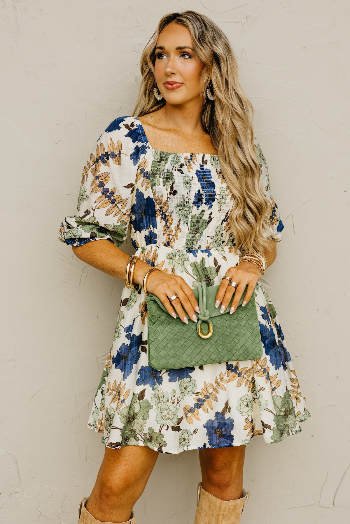 The Shay Smocked Print Mini Dress