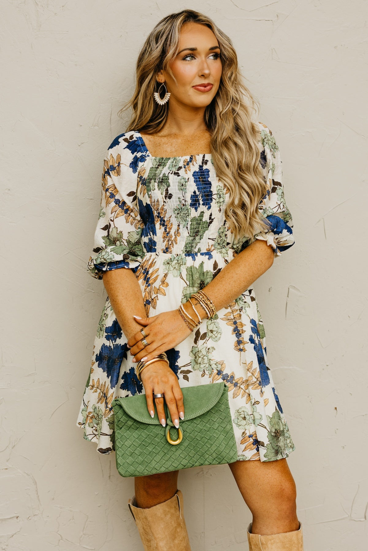 The Shay Smocked Print Mini Dress
