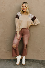 The Jessica Mixed Media Knit Top