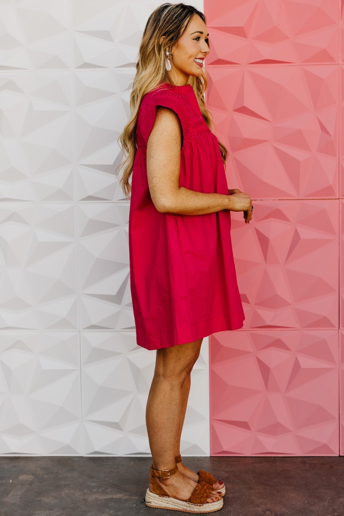 The Khloee Drop Shoulder Pintuck Mini Dress