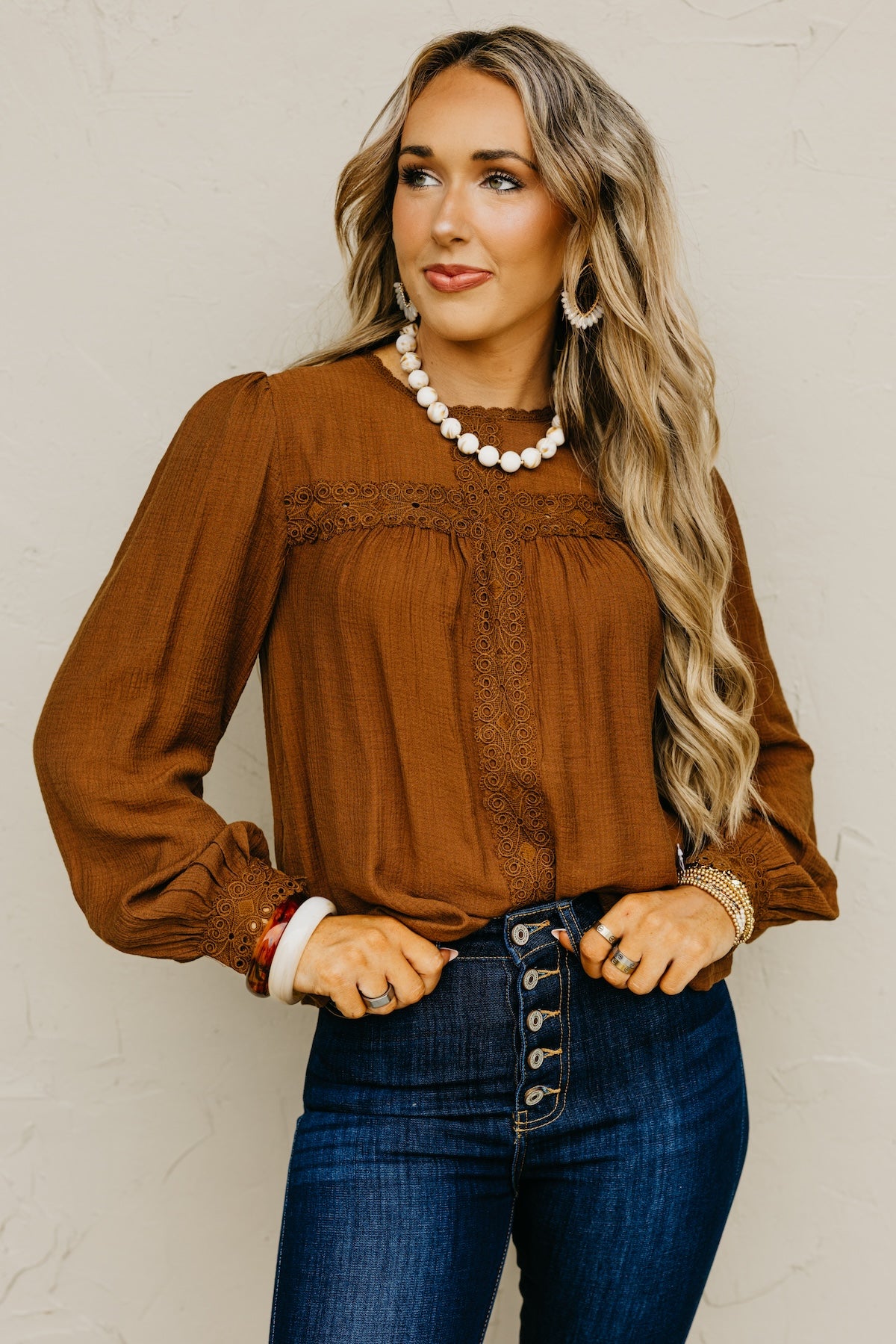 The Anya Lace Detail Woven Blouse