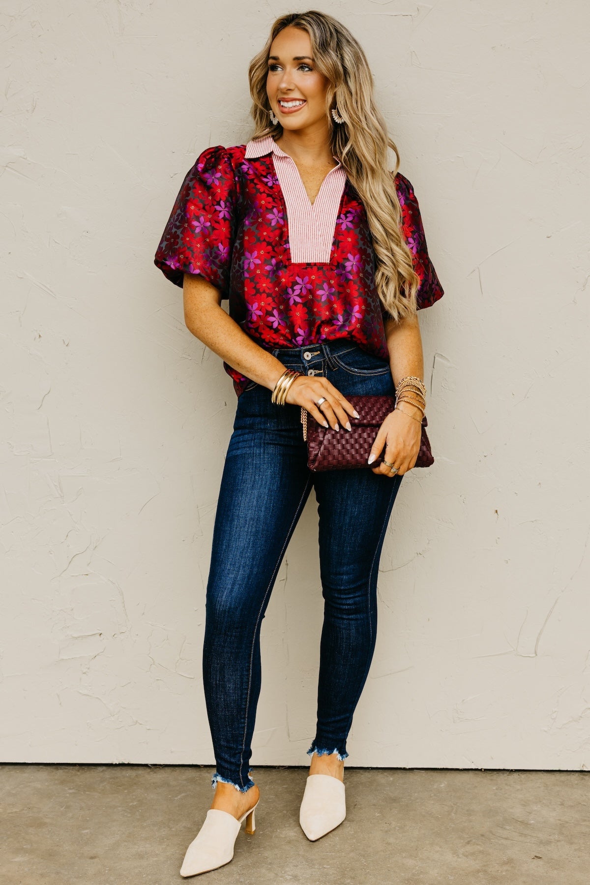 The Axton Floral Mixed Media Top