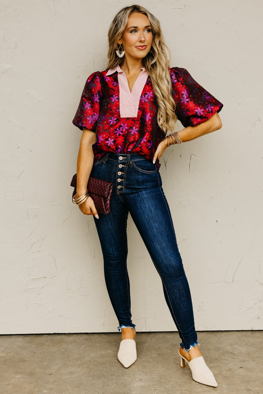 The Axton Floral Mixed Media Top
