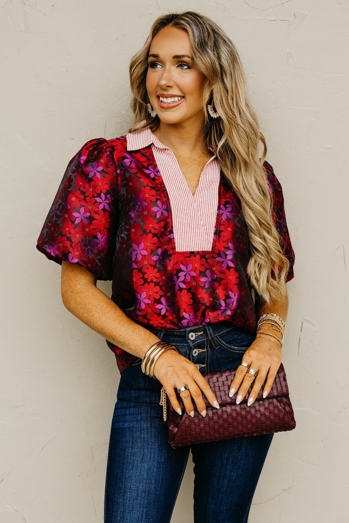 The Axton Floral Mixed Media Top