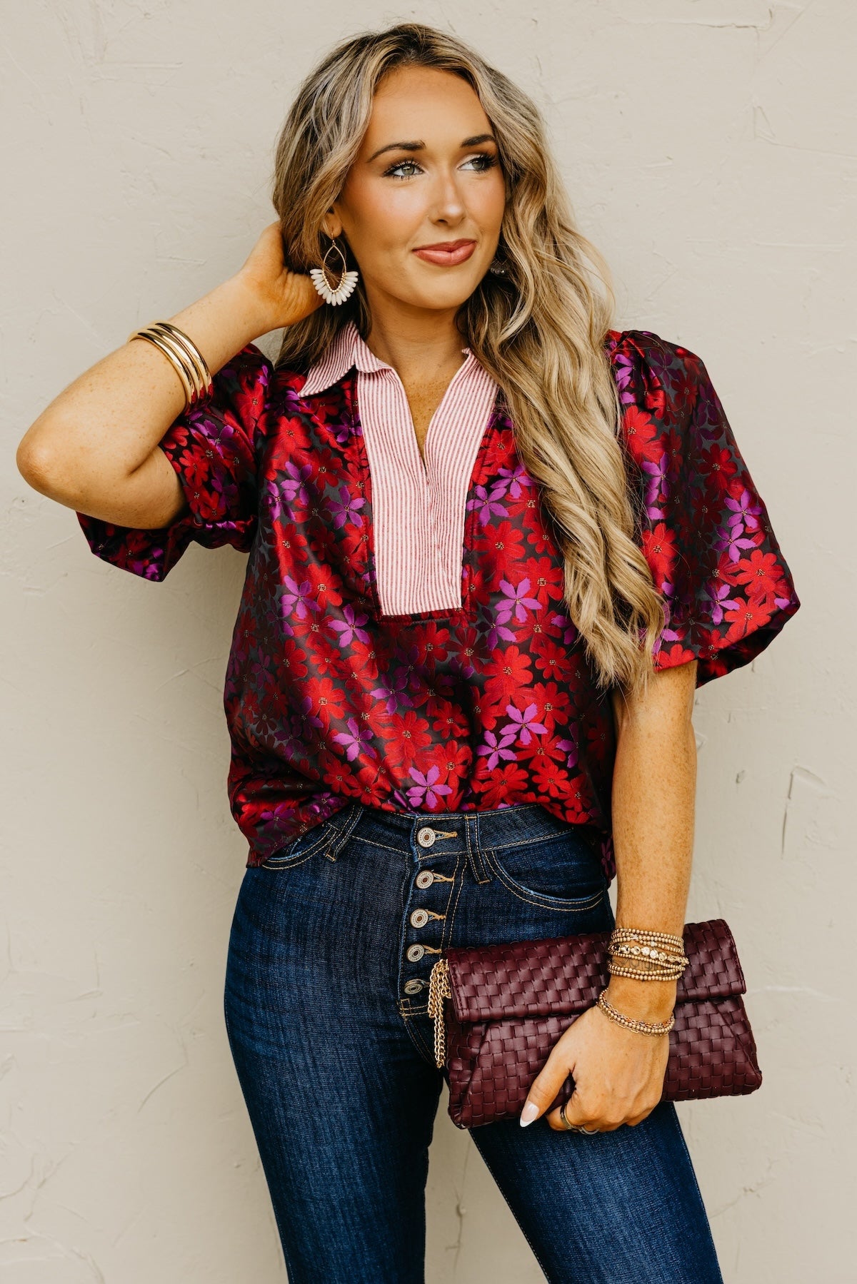 The Axton Floral Mixed Media Top
