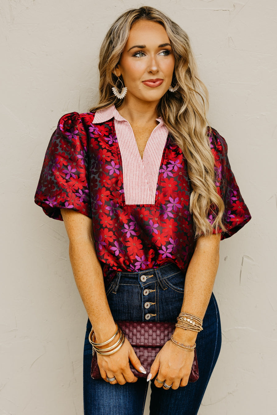 The Axton Floral Mixed Media Top