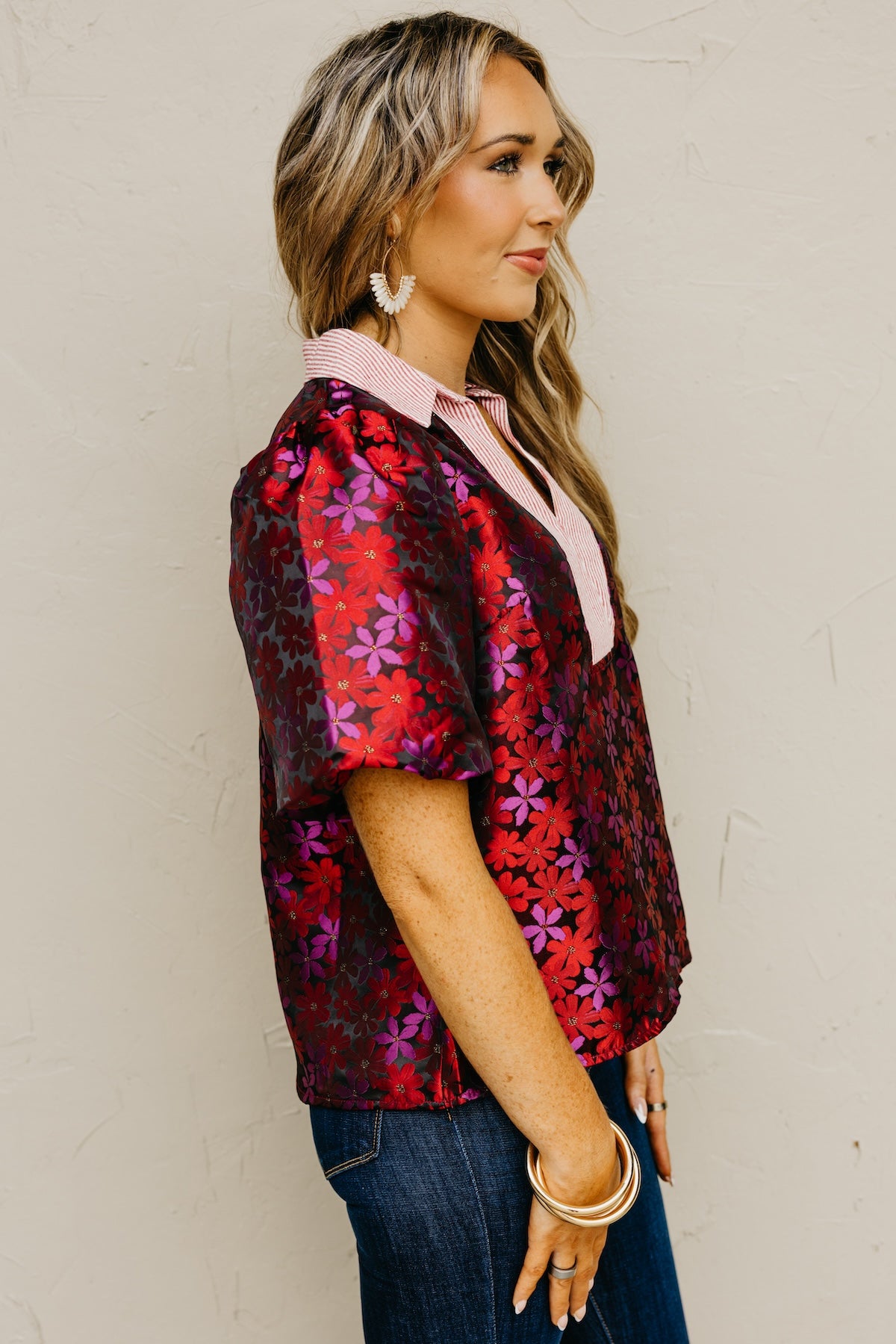 The Axton Floral Mixed Media Top