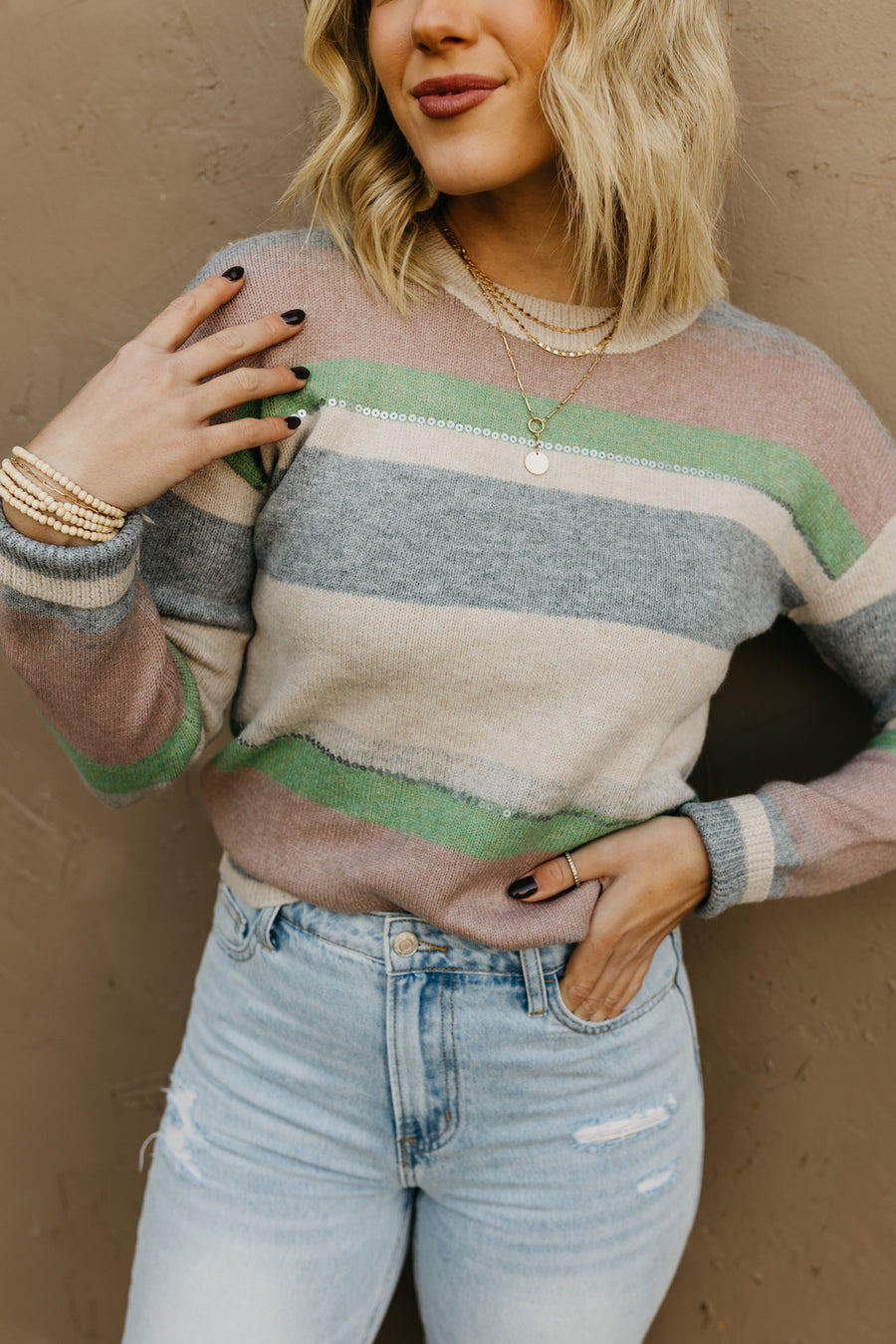 The Cameron Sequin Striped Sweater  - FINAL SALE