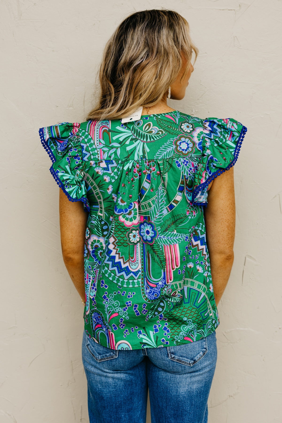The Sabrina Woven Floral Flutter Top