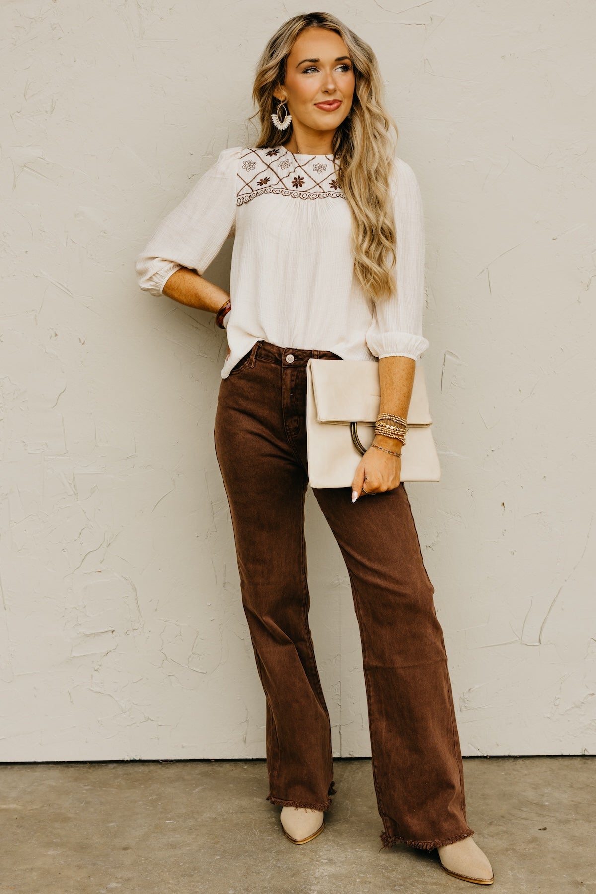 The Alessia Floral Embroidered Woven Blouse