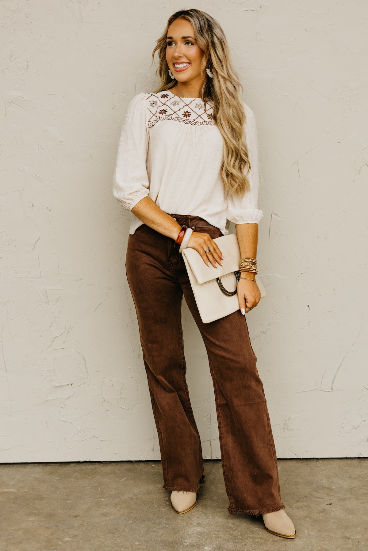 The Alessia Floral Embroidered Woven Blouse