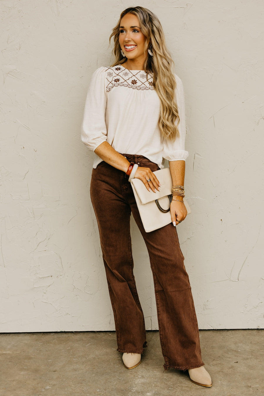 The Alessia Floral Embroidered Woven Blouse