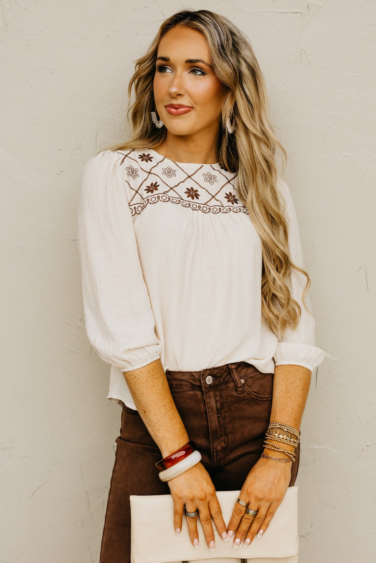 The Alessia Floral Embroidered Woven Blouse