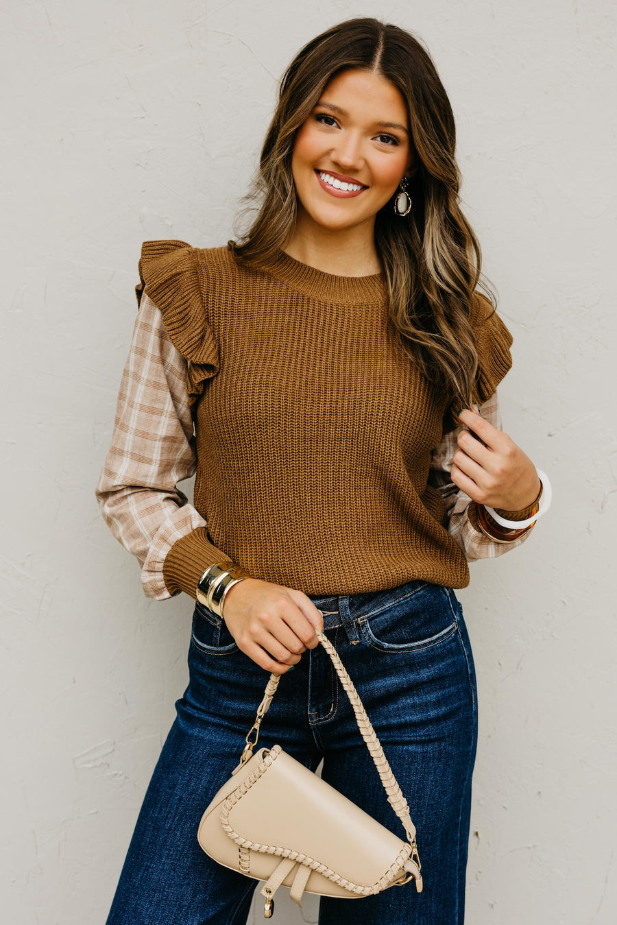 The Ross Plaid Sleeve Sweater