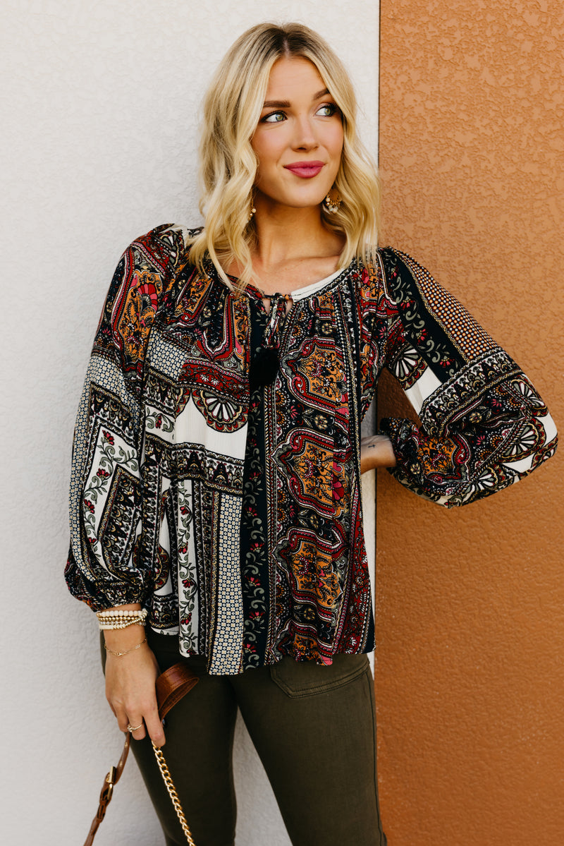 The Xiomara Bubble Sleeve Peasant Top