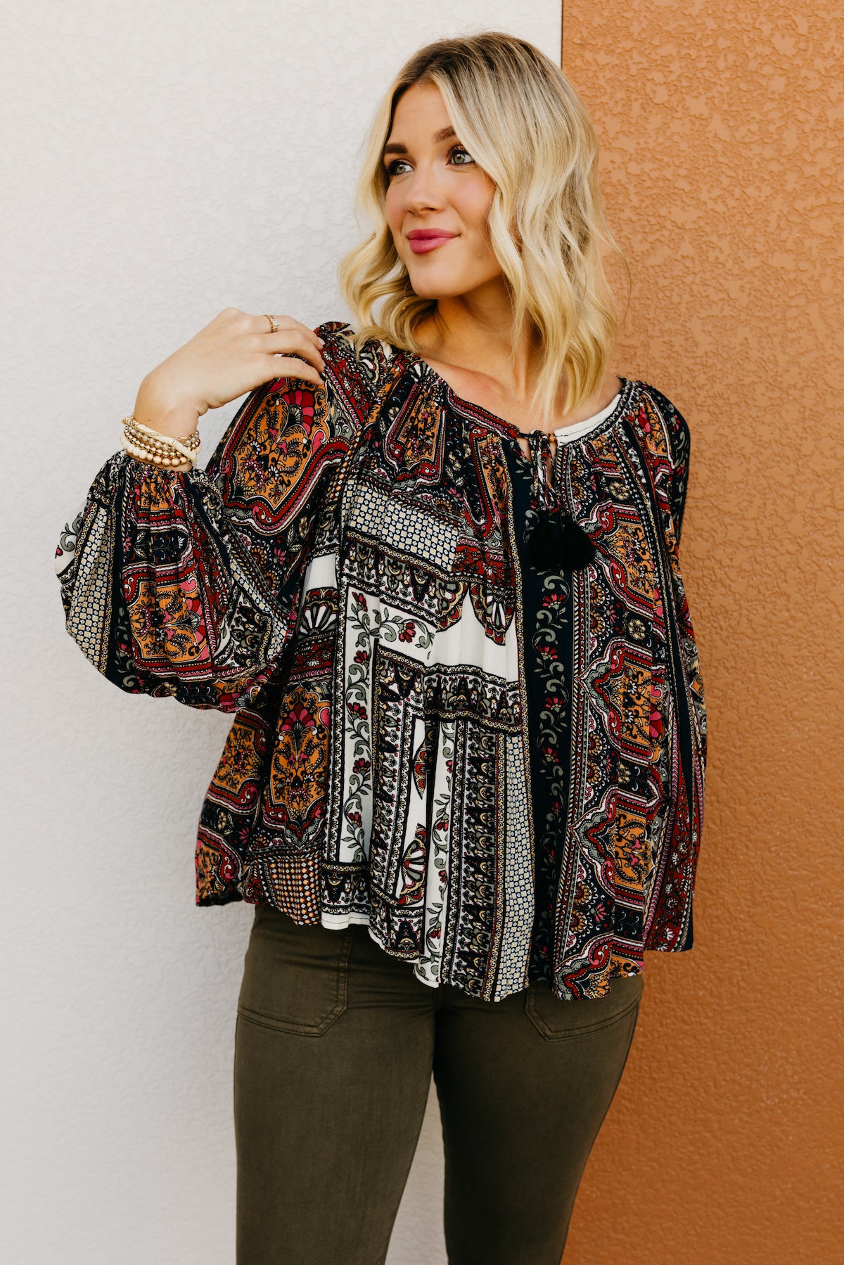 The Xiomara Bubble Sleeve Peasant Top  - FINAL SALE