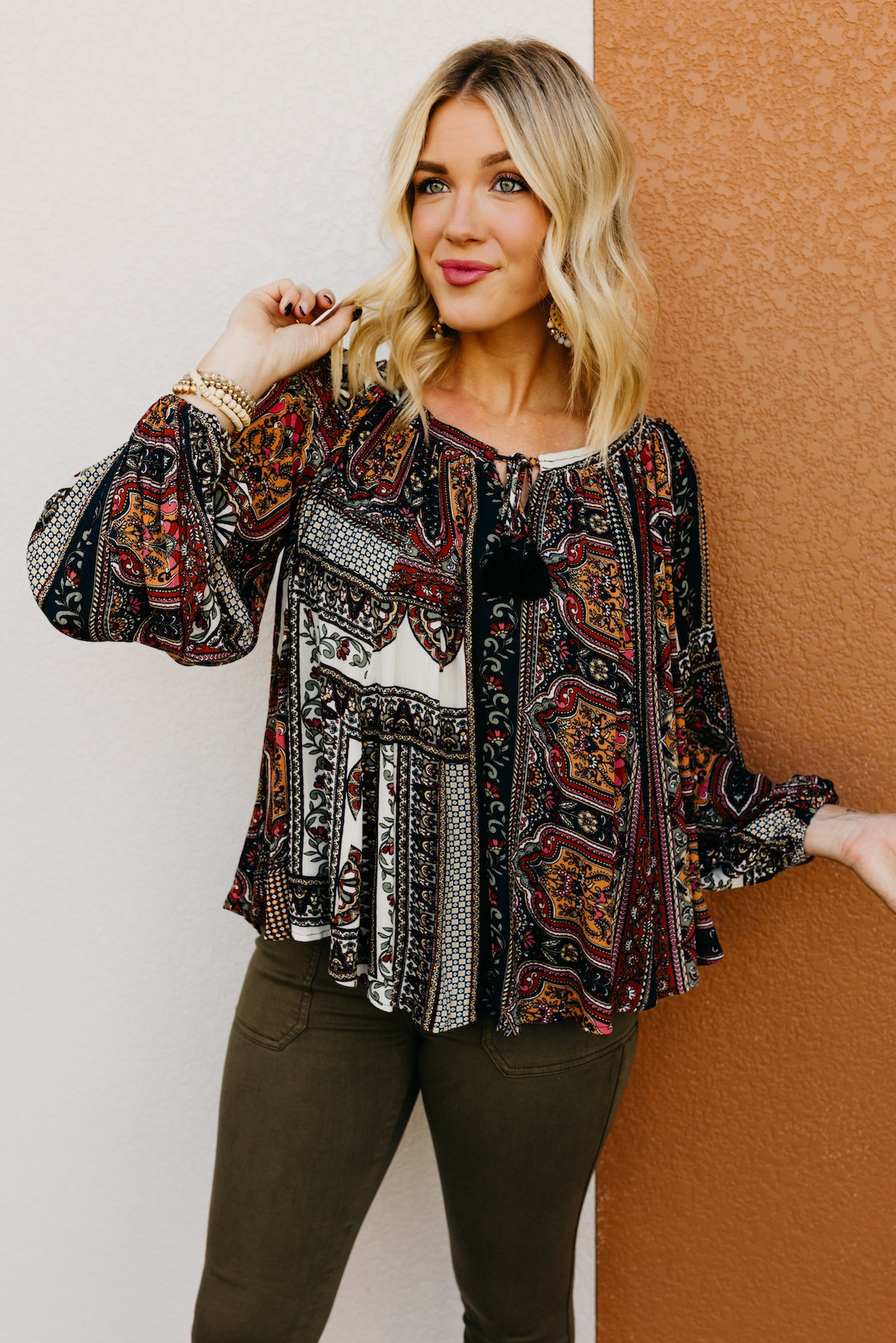 The Xiomara Bubble Sleeve Peasant Top  - FINAL SALE