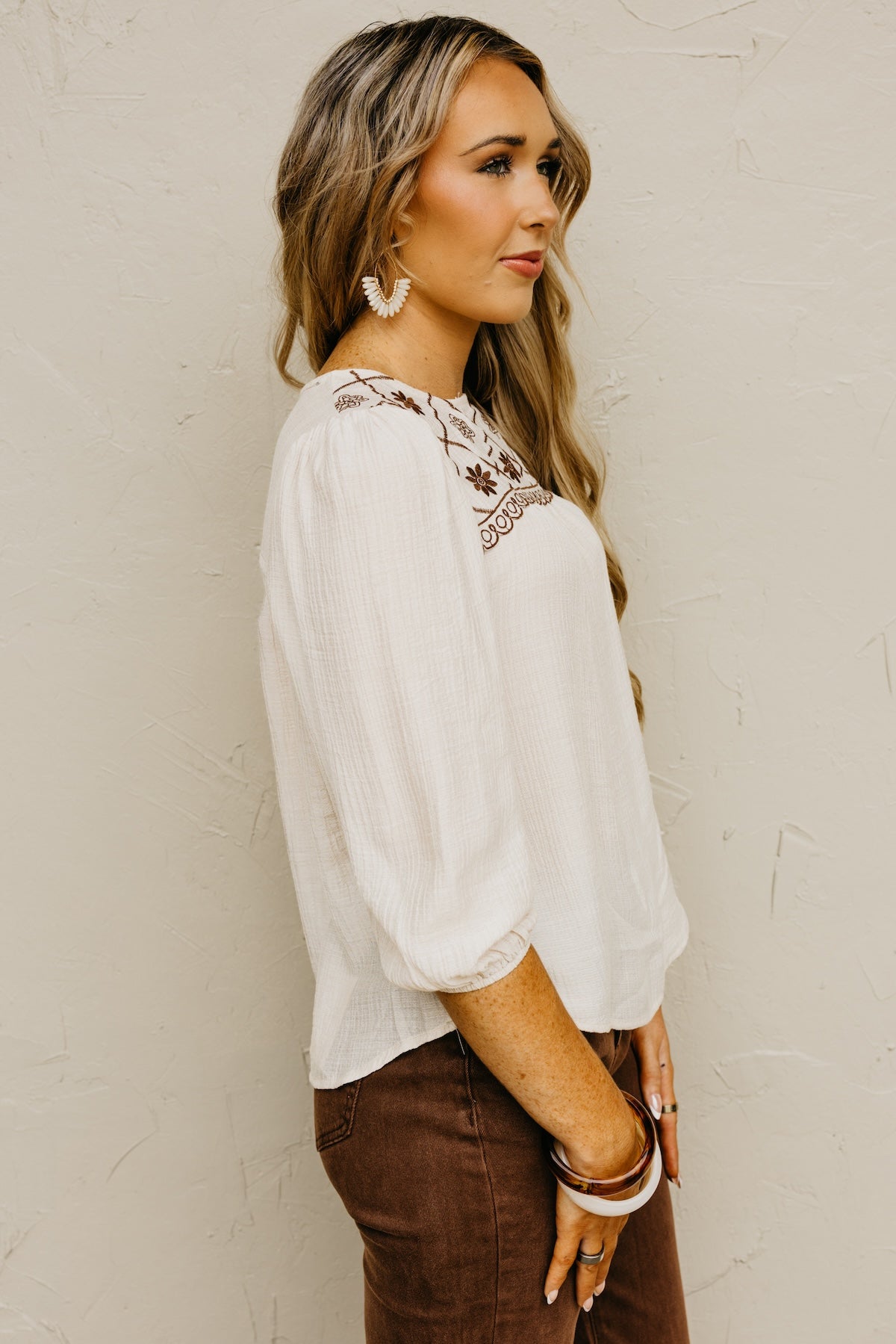 The Alessia Floral Embroidered Woven Blouse