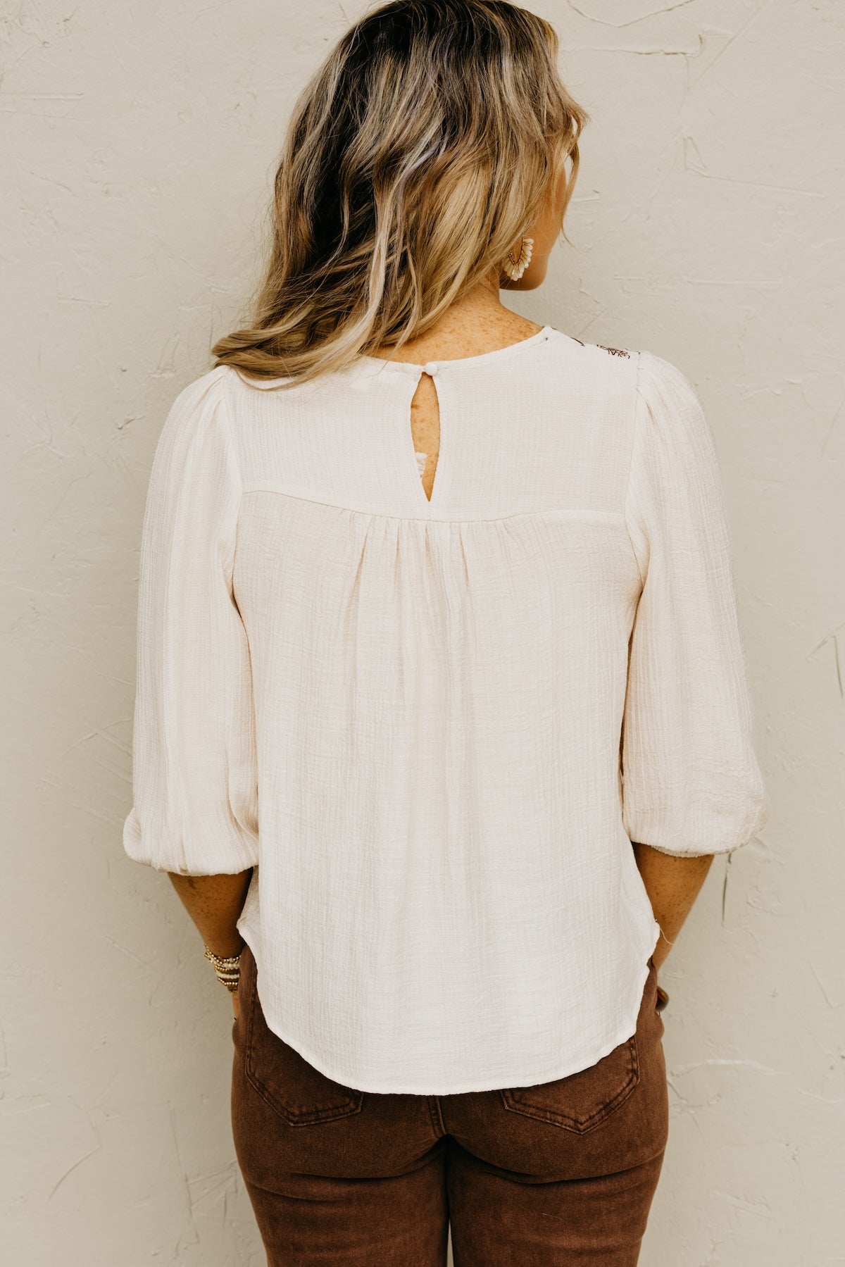 The Alessia Floral Embroidered Woven Blouse