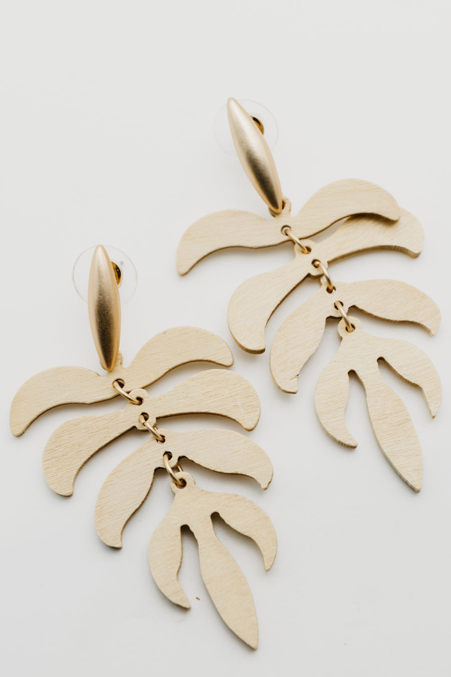 The Constance Wood Leaf Earring