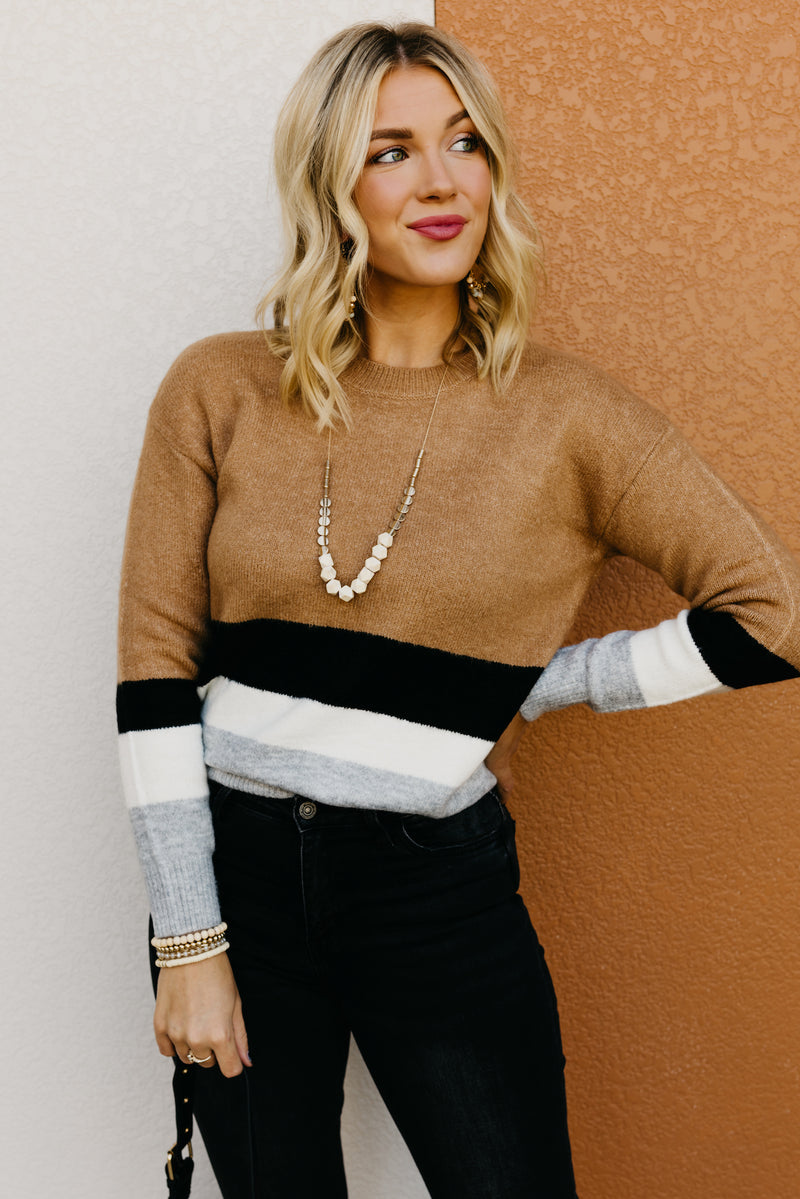 The Andi Neutral Striped Sweater