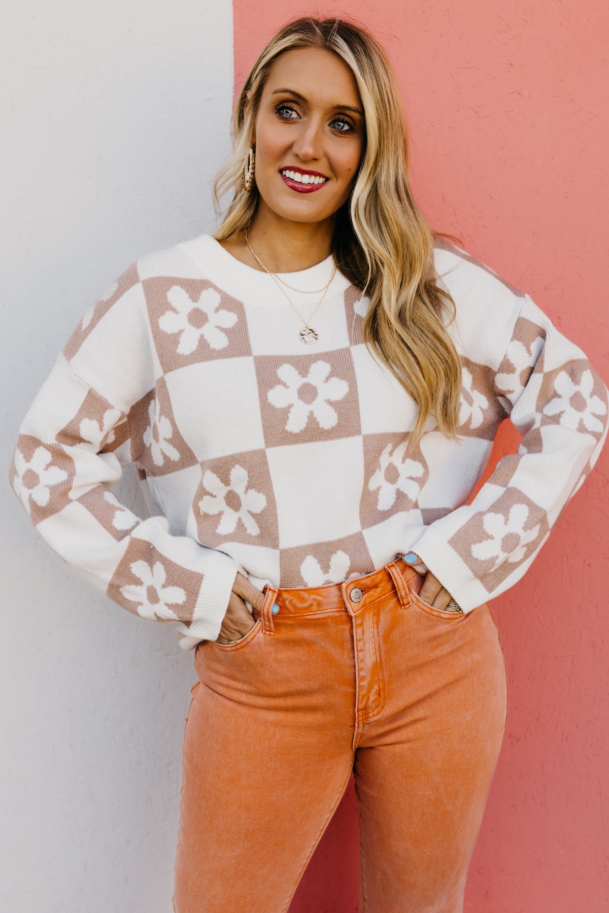 The Leon Floral Checkered Sweater