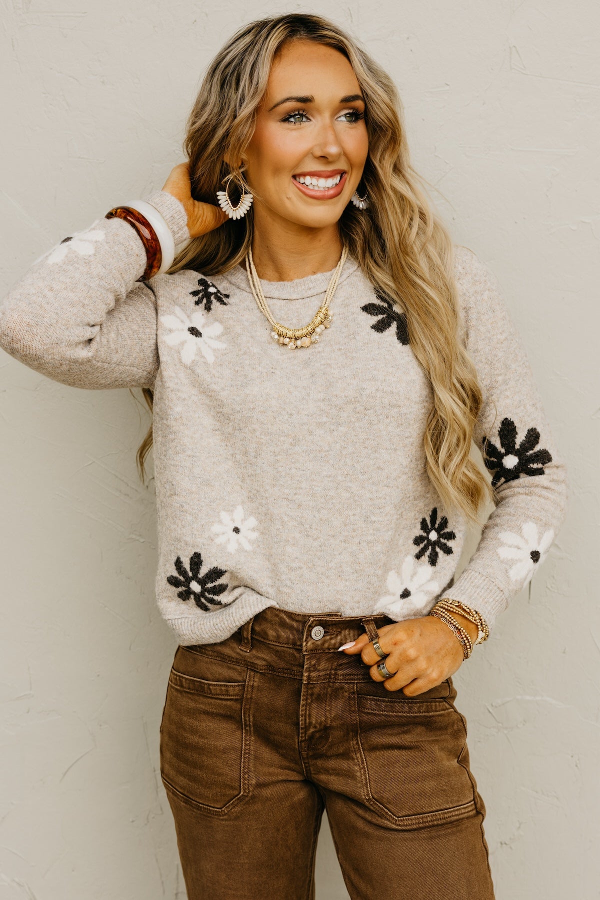 The Jalen Peppered Floral Sweater