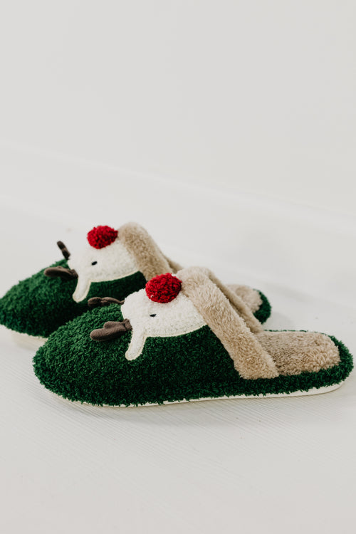 The Rudolph Comfy Fuzzy Slippers